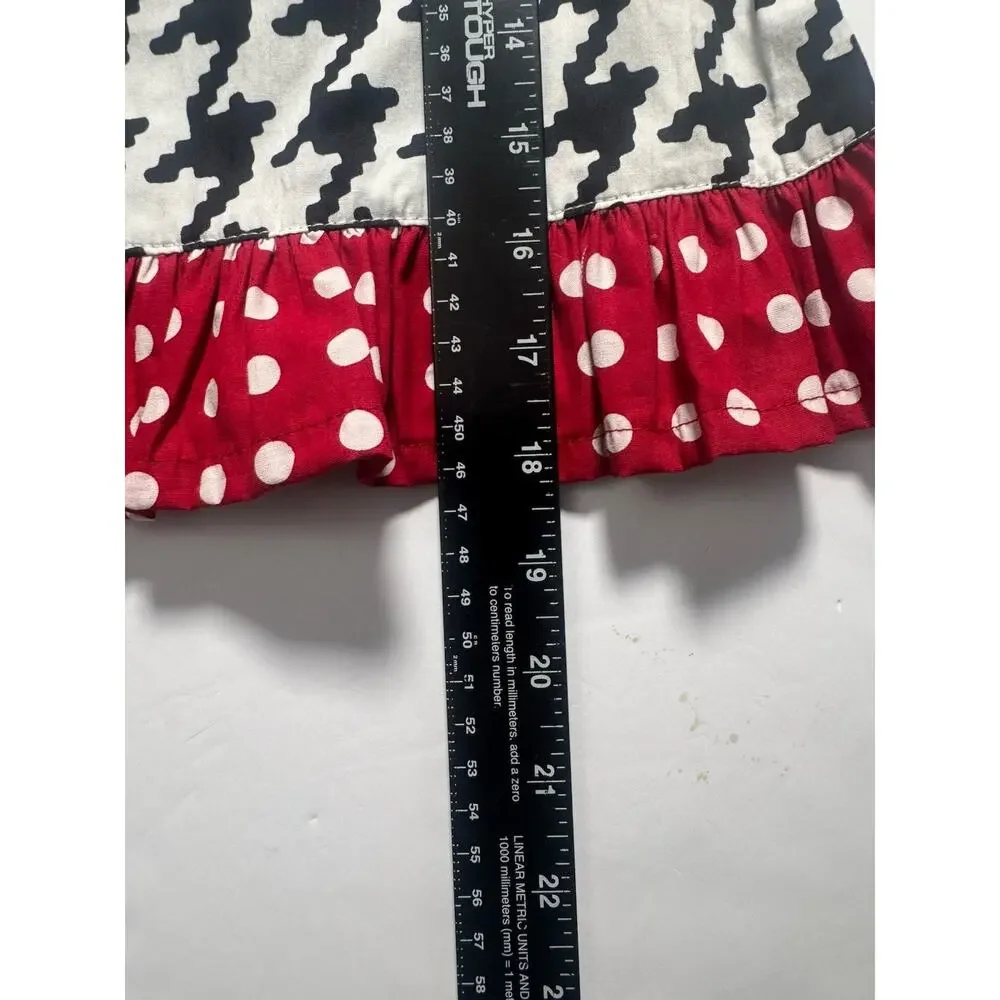 Frumpy Rumps Girls Dress 24M Black White Houndstooth Red Polka Dot Ruffle
